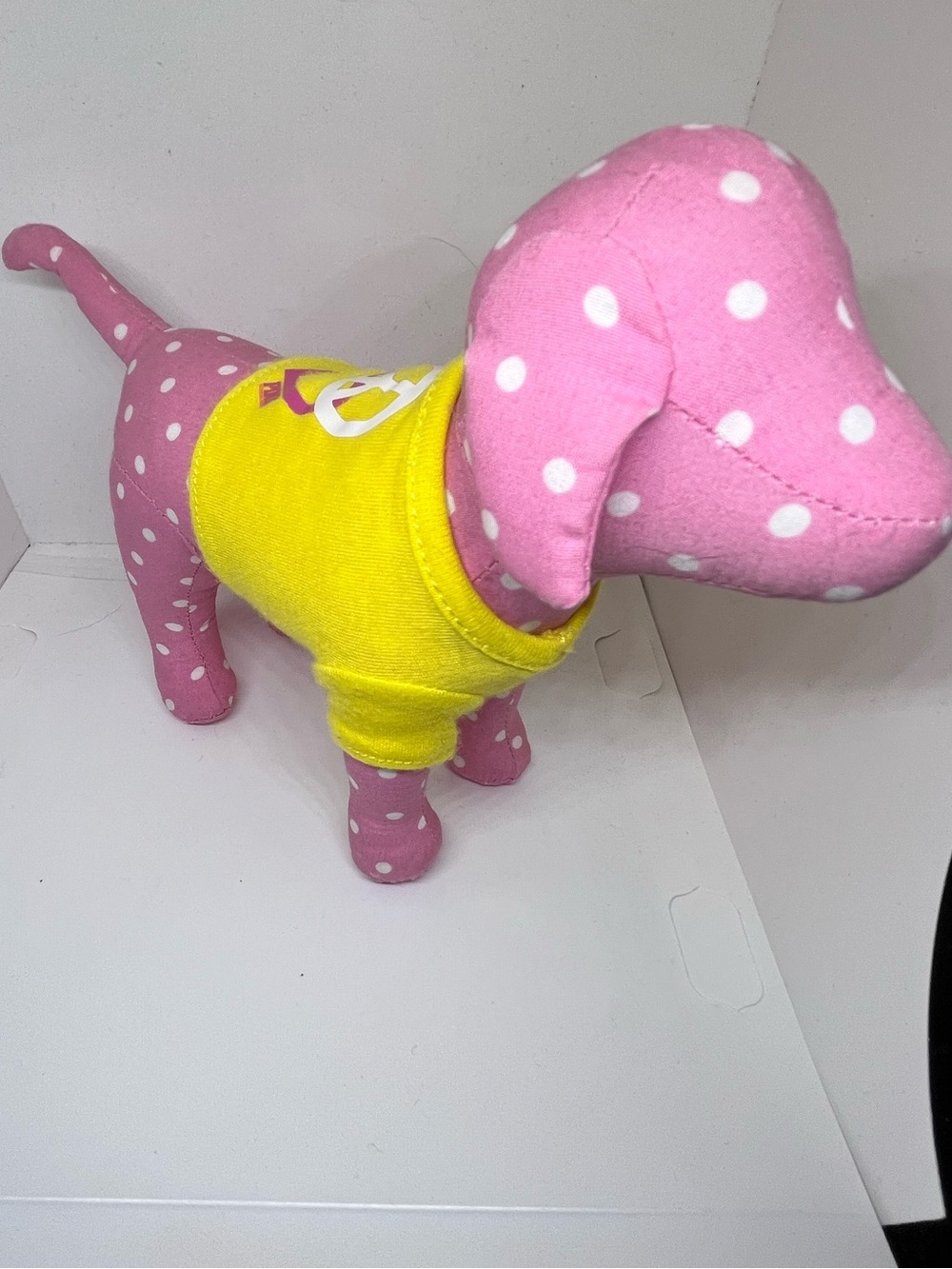 PINK Victoria's Secret Pink Polka Dot Plush Trio with Yellow, Red & Blue Tees - Picture 7 of 7